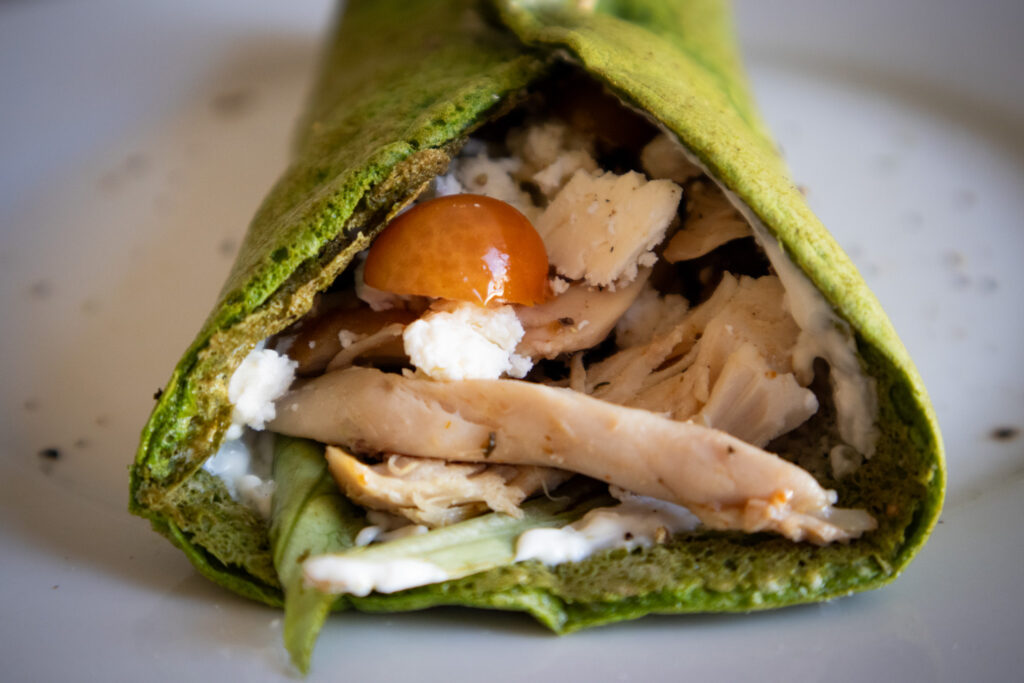 Green Crumbled Feta Chicken Wrap