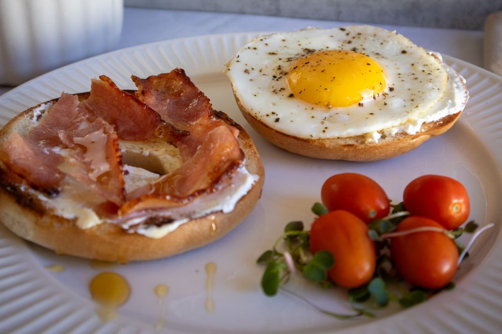 Honey-Glazed Bacon & Egg Bagel
