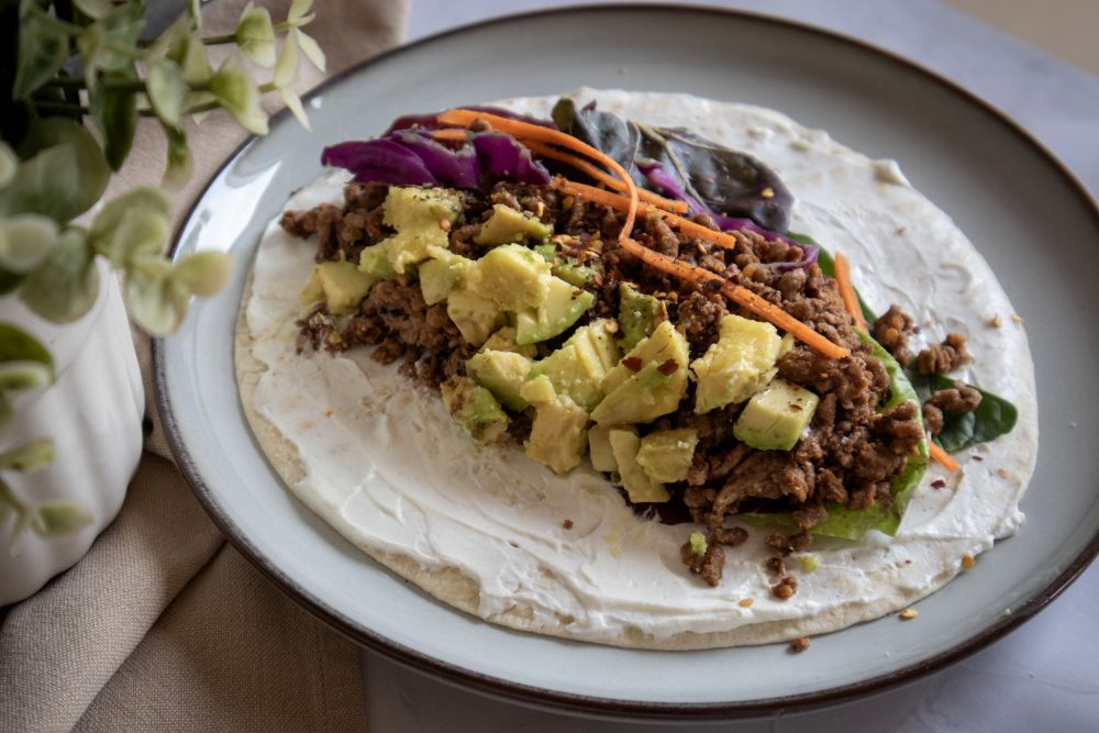 Spicy Glazed Mince & Avocado Toasted Wrap